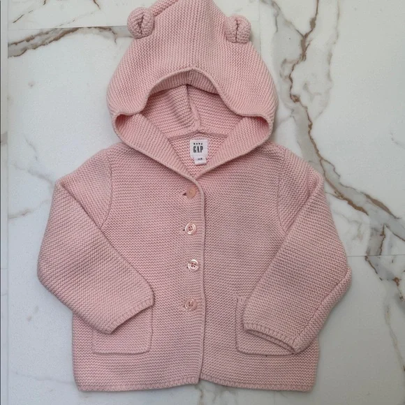 GAP Soft Pink Baby Knit Set with Hoodie - Picture 2 of 3